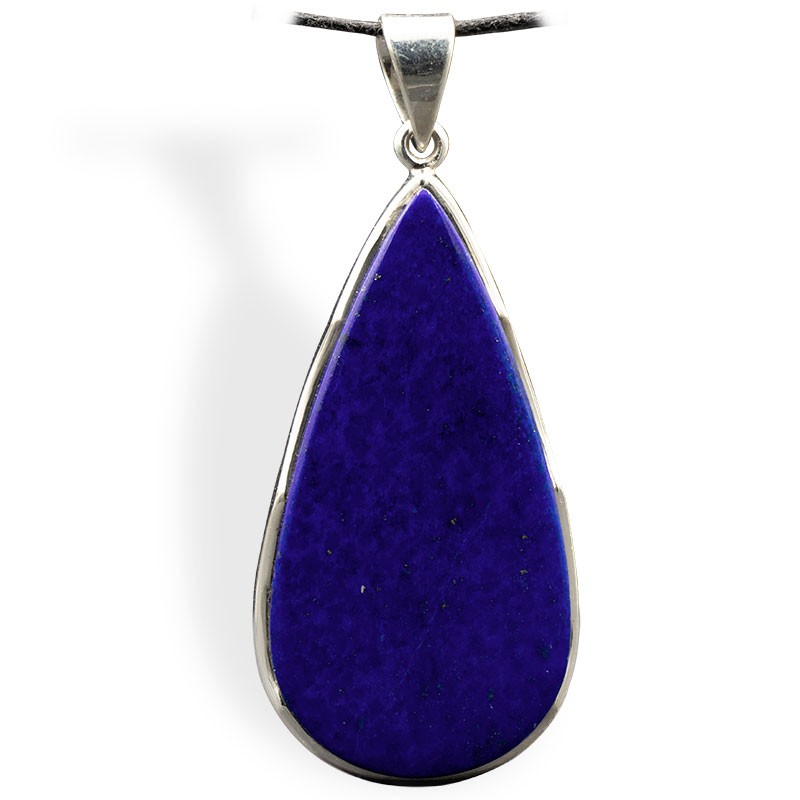 Pendentif Lapis Lazuli cabochon goutte, qualité AAA, favorise l'imagination et l'intuition.