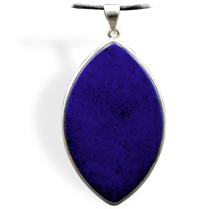 Pendentif Lapis-lazuli, cabochon navette, montage argent, qualité AAA, pour développer l'intuition.