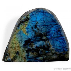 Labradorite, bloc poli, reflets dorés à bleus, 1,802 kg