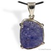 Pierre Tanzanite brut en pendentif, cerclé argent 8,9 g, pour calmer l'activité du mental