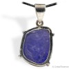 Pierre Tanzanite brut en pendentif, avec cerclage argent 8,9 g, pour calmer l'activité du mental