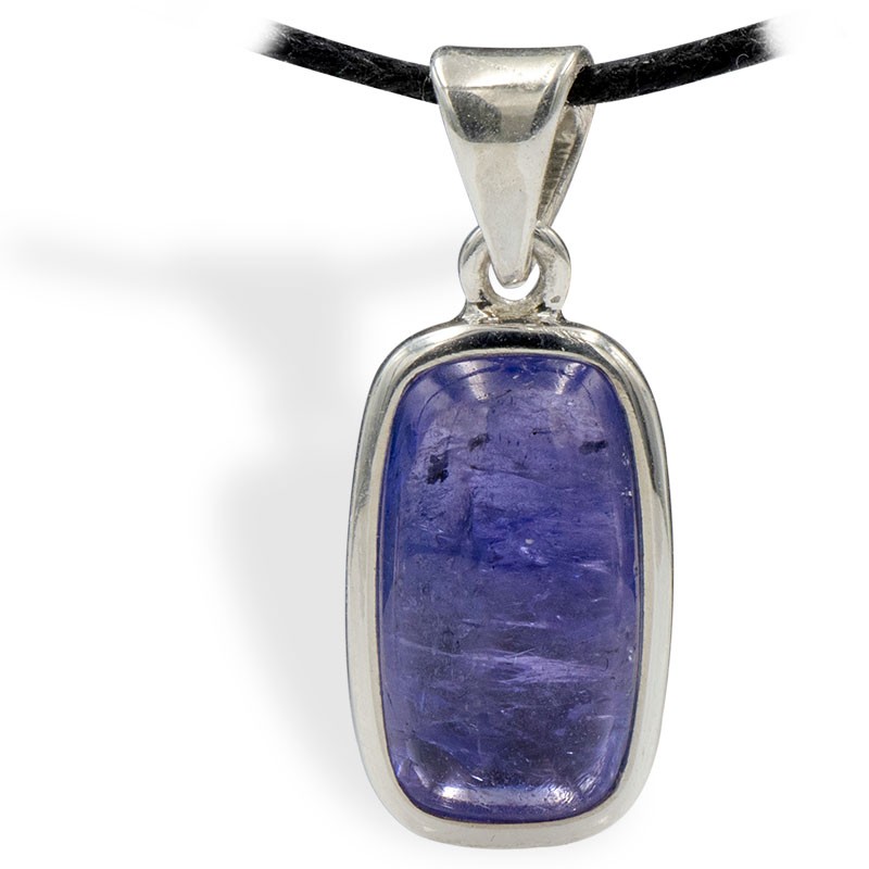 Pierre Tanzanite en pendentif cerclé argent, pour calmer l'activité du mental