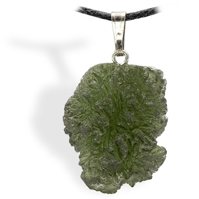 Moldavite brut, pendentif attache