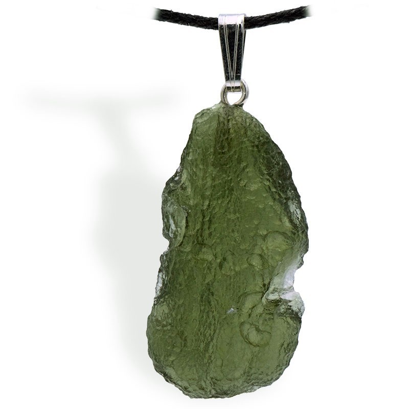 Moldavite brut, pendentif attache argent