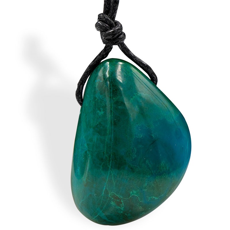 Pendentif Chrysocolle roulé, percée, pour apaiser les conflits