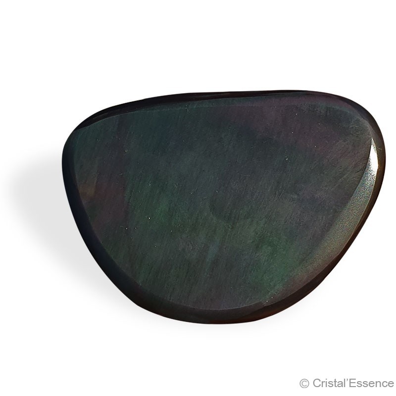 Obsidienne Arc-en-Ciel (ou Oeil Celeste) reflets pourpre, bleu-vert, grand coeur, 217 g
