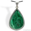 Pierre Malachite cabochon en pendentif cerclé d'argent pour son action anti-inflammatoire