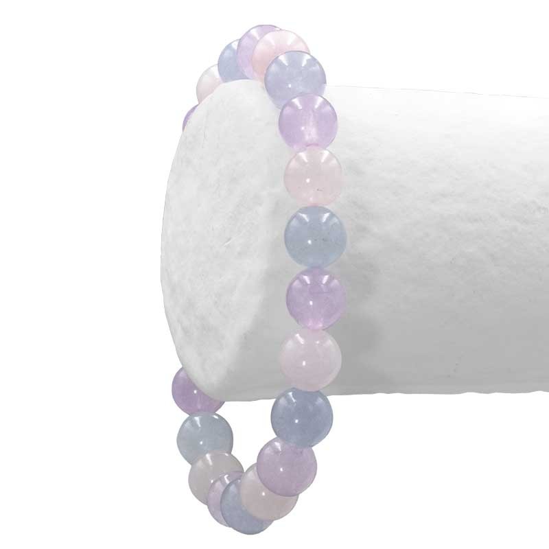 Bracelet "Tendresse" Quartz rose, Aigue-Marine et Améthyste, favorise le calme