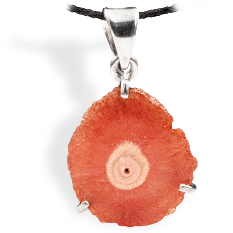 Pendentif Rhodochrosite plaque, pierre du 5e chakra