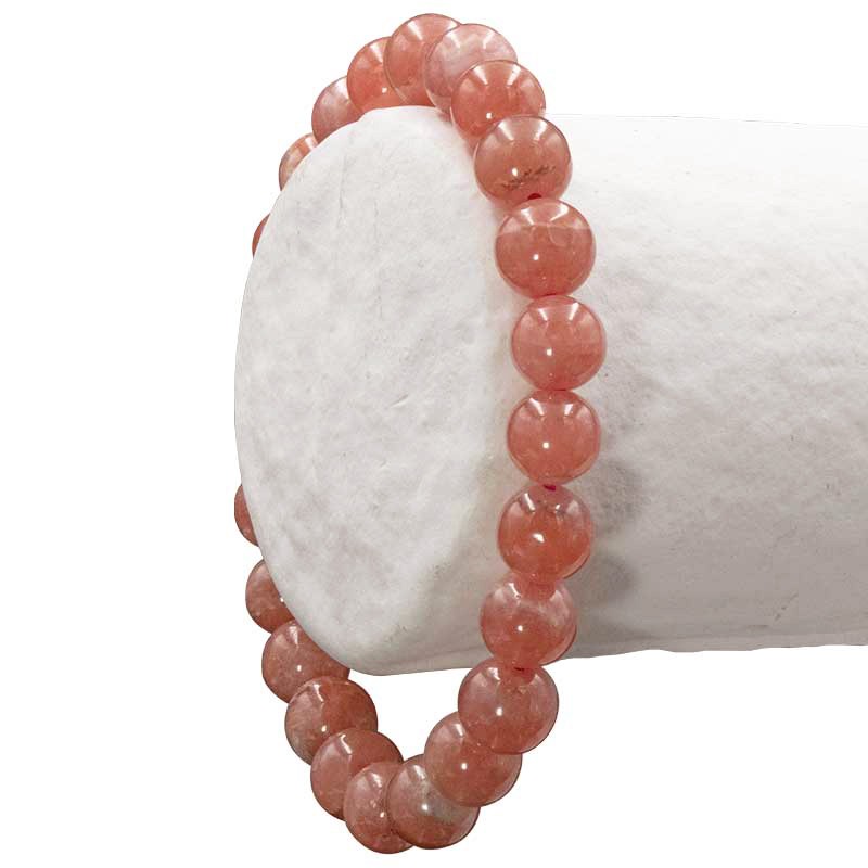 Bracelet Rhodochrosite, qualité AA, perles rondes de 6 ou 8 mm, pour la gestion du stress.