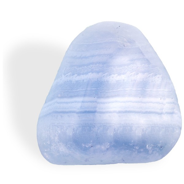 pierre roulée Calcédoine bleue veinée à l'énergie douce et apaisante