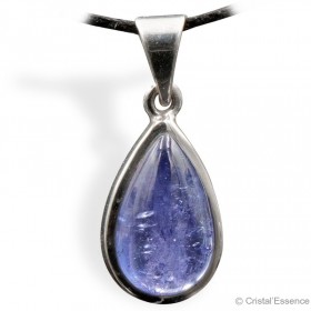 Pierre Tanzanite en forme de pendentif, cerclage argent, pour calmer l'activité du mental