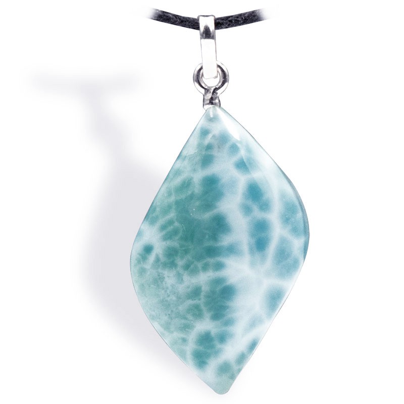 Pierre Larimar en pendentif cabochon forme libre