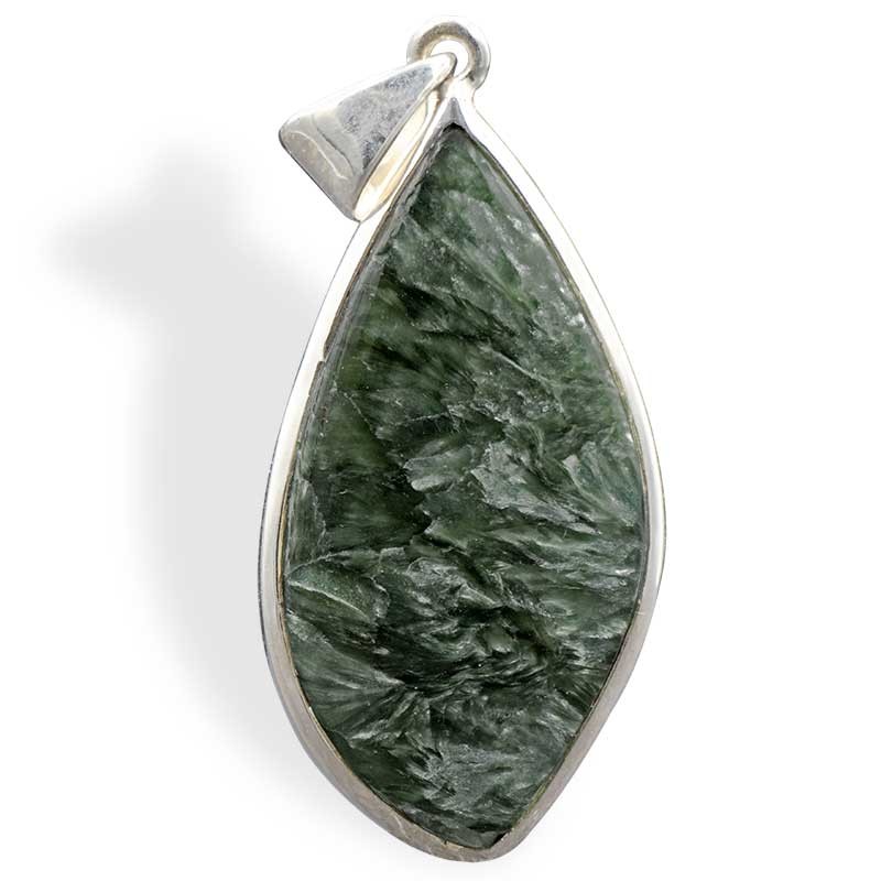 Pierre Séraphinite pendentif goutte cerclage argent pour le lâcher prise
