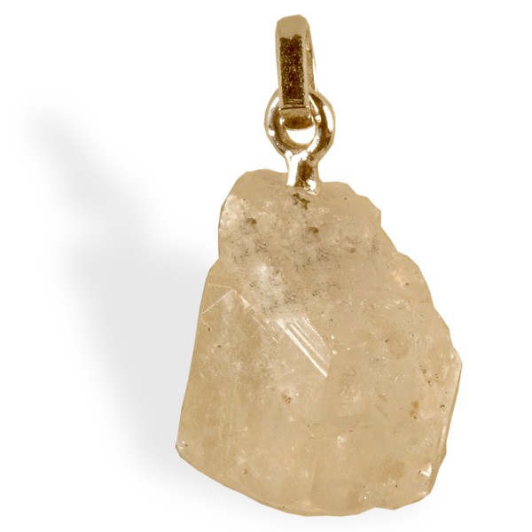 Phénacite de Madagascar ambrée, brut, pendentif attache argent