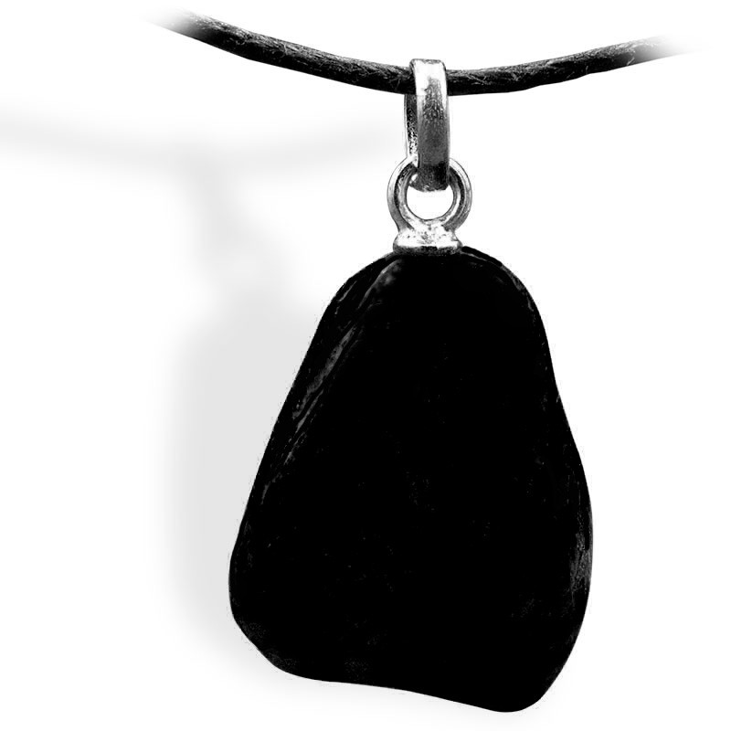 Pierre Tourmaline noire roulée, pendentif argent, pour la protection