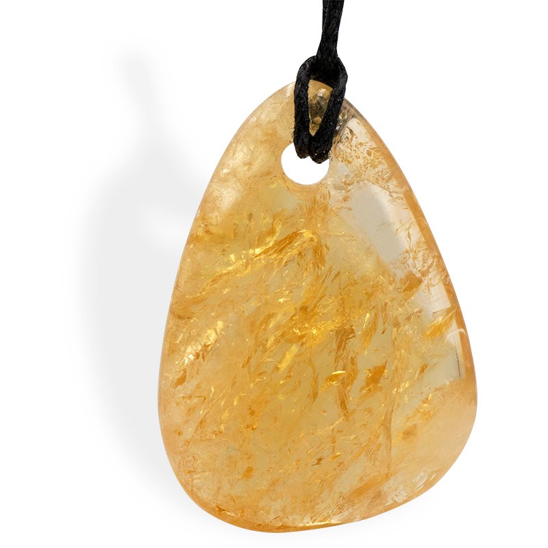 Citrine, pendentif percé plat