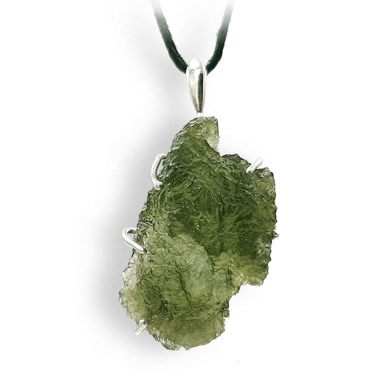 Moldavite de Nesmen Forest, pendentif argent, très rare, 4,04 g
