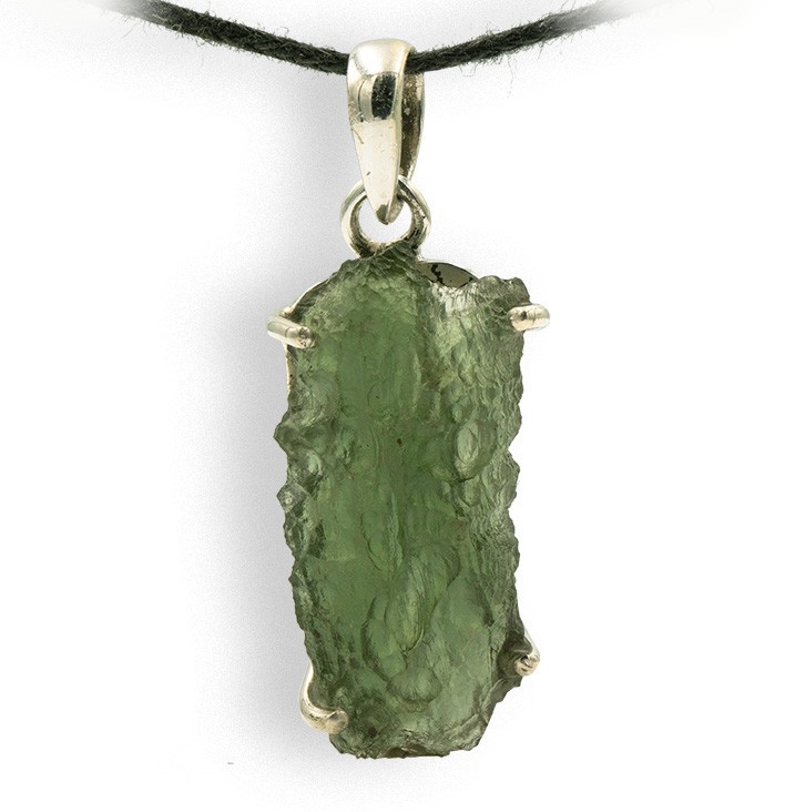 Moldavite pendentif argent, pierre de cœur par excellence, pierre d'ouverture à la vie