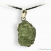 Moldavite, brut specimen entier, pendentif griffes argent, 4,55 g