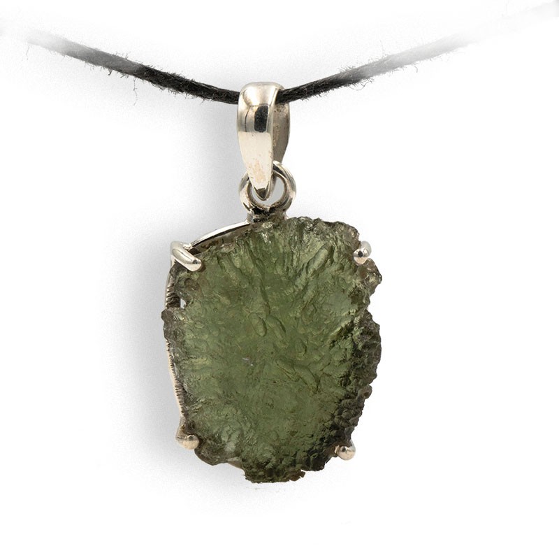 Moldavite pendentif argent, pierre de cœur par excellence, pierre d'ouverture à la vie