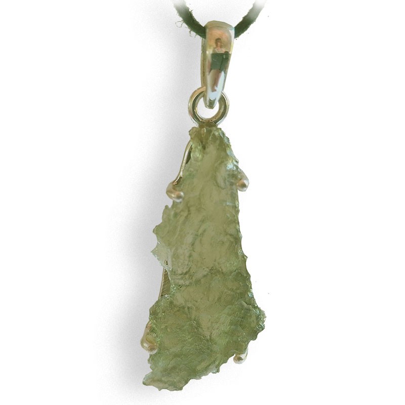 Moldavite pendentif argent, pierre de cœur par excellence, pierre d'ouverture à la vie