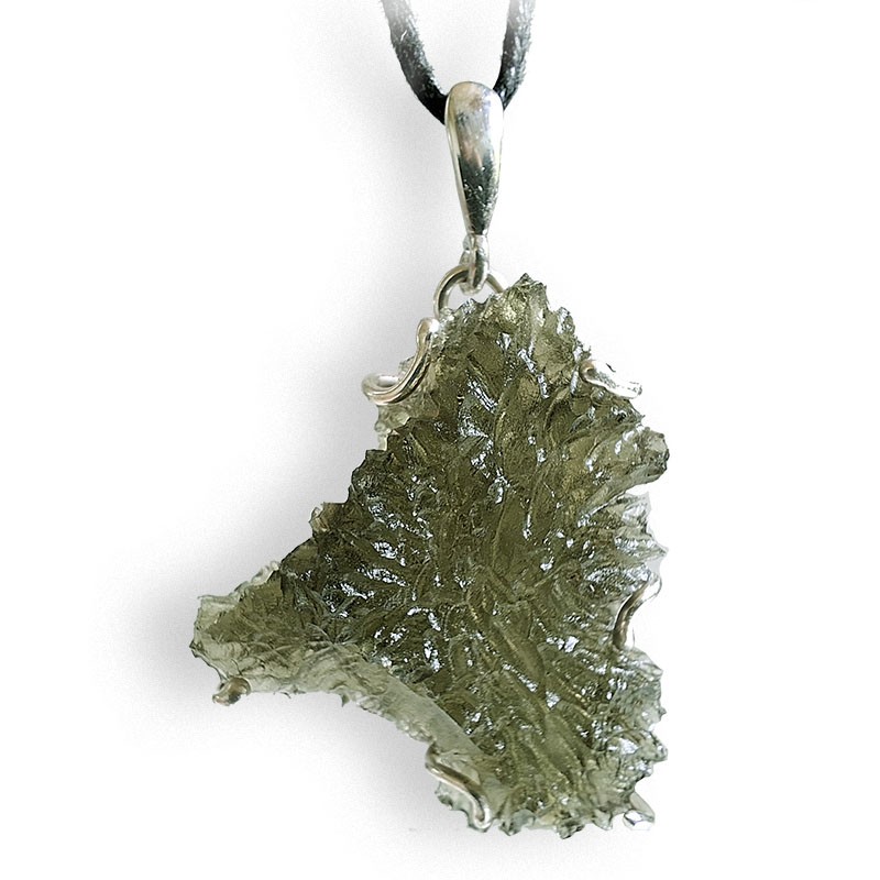 Moldavite de Nesmen Forest, pendentif argent, très rare, 4,3 g