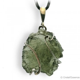 Moldavite de Nesmen Forest, pendentif argent, très rare, 3,38 g