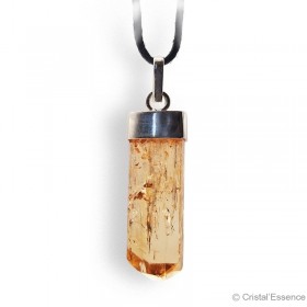 Pendentif Topaze impériale, montage argent. Origine Zambie