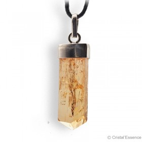 Pendentif Topaze impériale, montage argent.