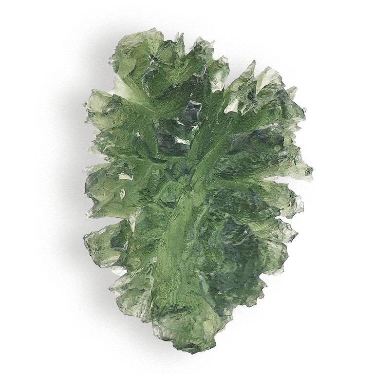 Pierre d'ouverture du cœur, magnifiquement découpée, la Moldavite de Besednice est très rare.
