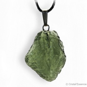 Moldavite brut naturelle authentique en pendentif attache argent