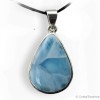 Pierre Larimar en pendentif, cerclé argent en forme de cabochon pour la gestion du stress