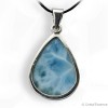 Pierre Larimar en pendentif, cerclé argent