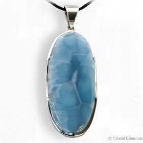 Larimar cabochon ovale, pendentif argent, pierre de paix intérieure