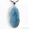Larimar cabochon ovale, pendentif argent, pierre de paix intérieure