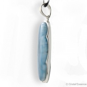 Larimar cabochon ovale, pendentif argent,