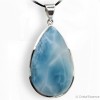 Pierre Larimar en pendentif, cerclé argent en forme de cabochon pour la gestion du stress