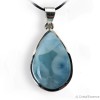 Pierre Larimar en pendentif, cerclé argent en forme de cabochon pour la gestion du stress
