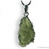 Moldavite brut naturelle authentique en pendentif 4 griffes argent