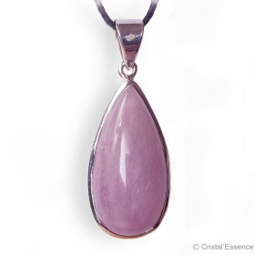 Pendentif pierre Kunzite, montage cerclage argent à mettre au niveau du chakra du cœur.