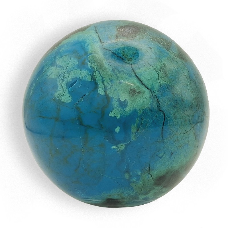 Chrysocolle en  sphère, adaptée à être posée dans un lieu de travail lors de réunions ou sur une table familiale.