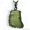 Moldavite brut naturelle authentique en pendentif 4 griffes argent