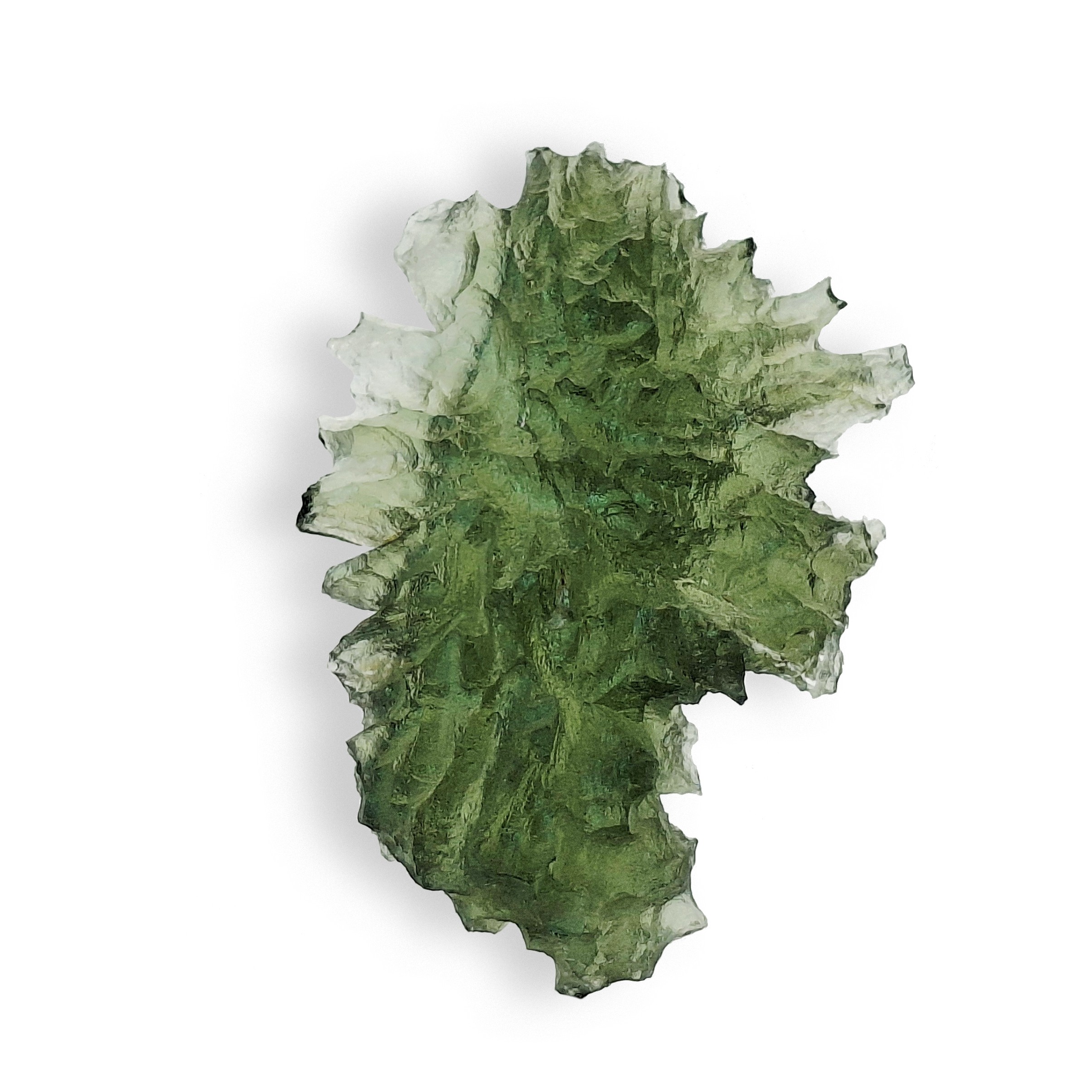 Les Moldavites de Besednice, comme celle-ci, sont très rares : les regarder dans leur transparence. Pierre de