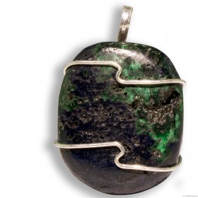 Azurite-malachite, pendentif argent