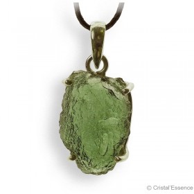 Moldavite authentique en pendentif, pierre d'ouverture du coeur