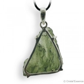 Moldavite pendentif argent, pierre de cœur par excellence
