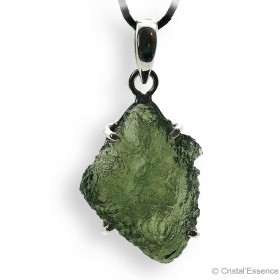 Moldavite authentique en pendentif, pierre d'ouverture du coeur